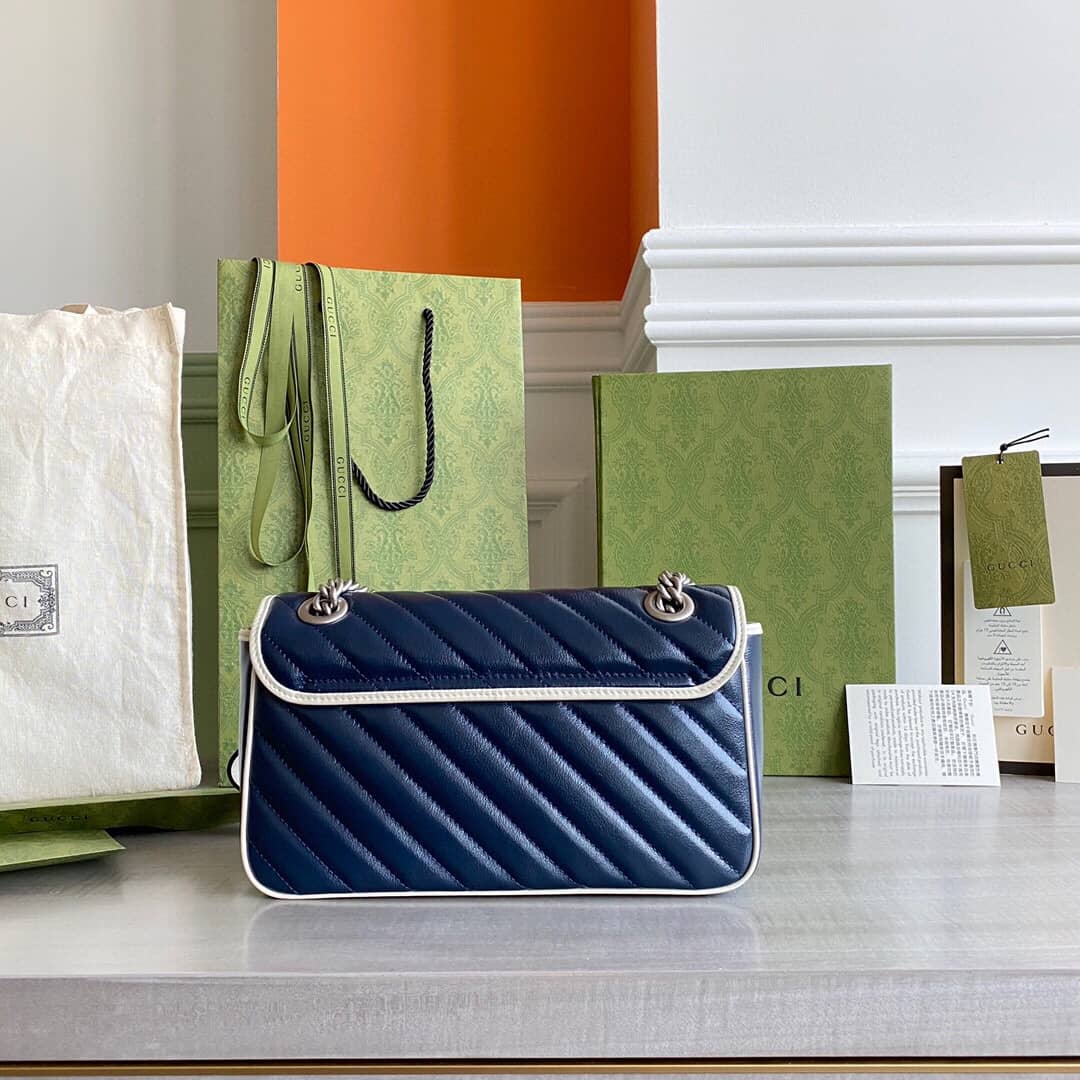 Gucci GG Marmont Matelasse Shoulder Bag Replica Blue 443497 - DEEPREPS