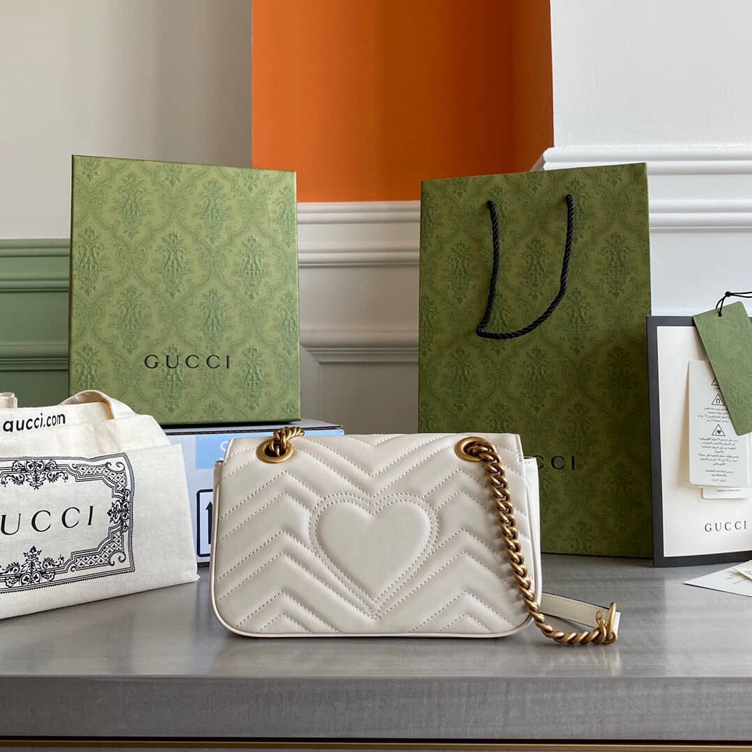 Gucci GG Marmont Mini Matelasse Shoulder Bag Replica White 446744 - DEEPREPS