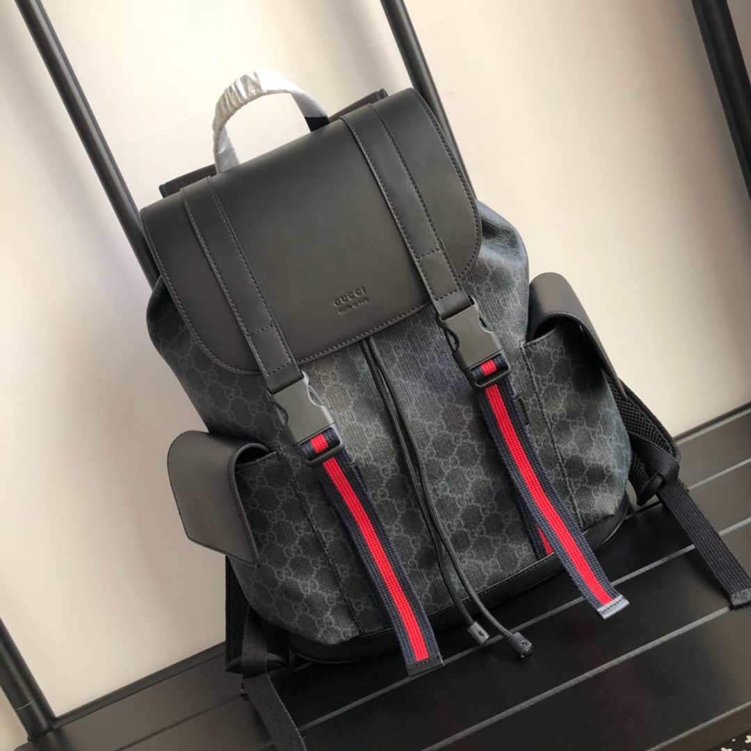 Gucci Soft GG Supreme Canvas Backpack Replica Black 450958 - DEEPREPS