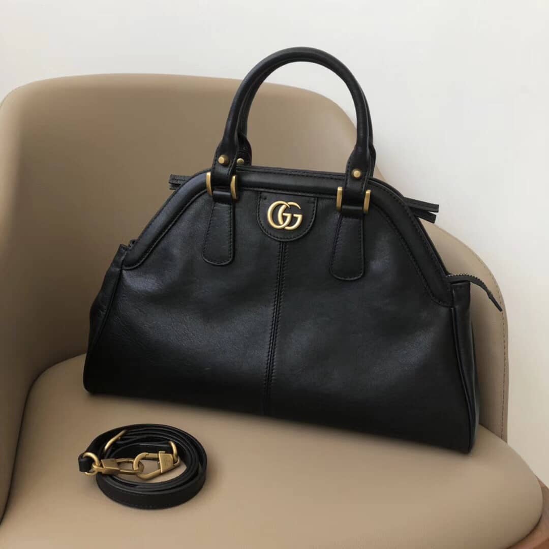 Gucci ReBelle Medium Top Handle Bag Replica Black 516459 - DEEPREPS