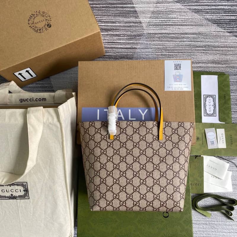 Gucci Children GG Supreme Canvas Replica Tote Brown 410812 - DEEPREPS