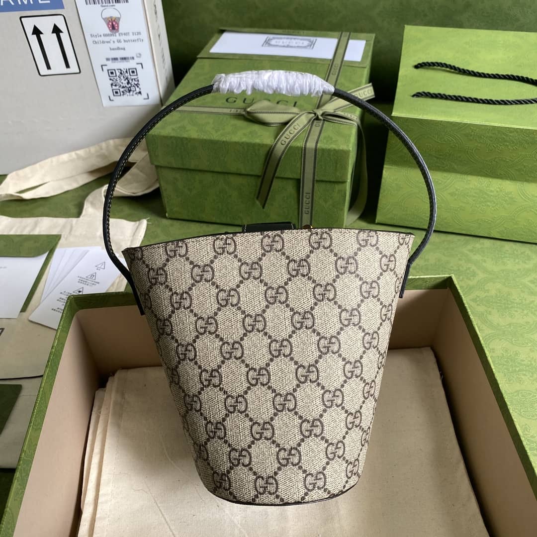 Gucci GG Children Ladybug Supreme Canvas Bucket Bag Replica 666277 - DEEPREPS