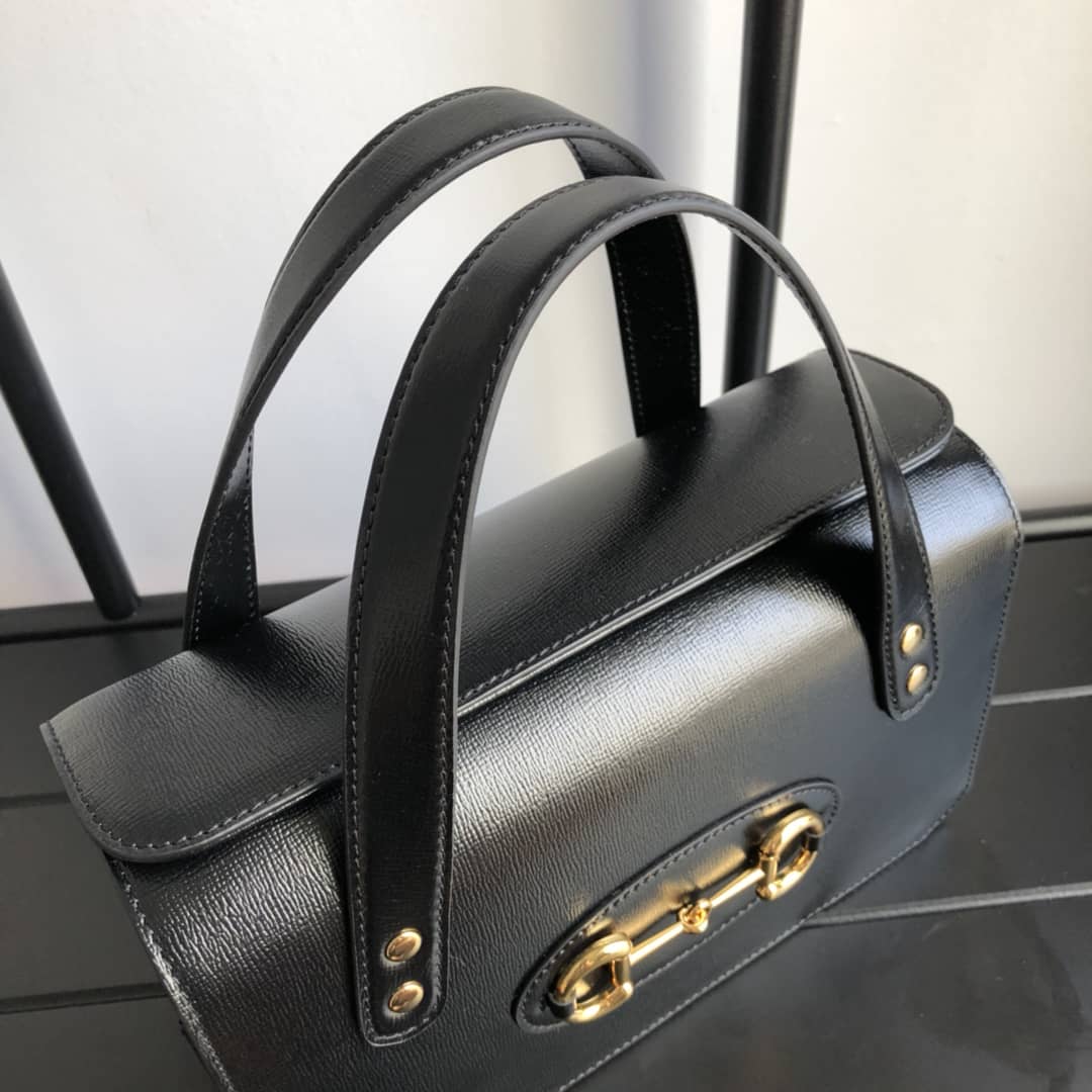 Gucci Horsebit Bag Dupe 1955 Small Top Handle Replica Bag Black 627323 - DEEPREPS