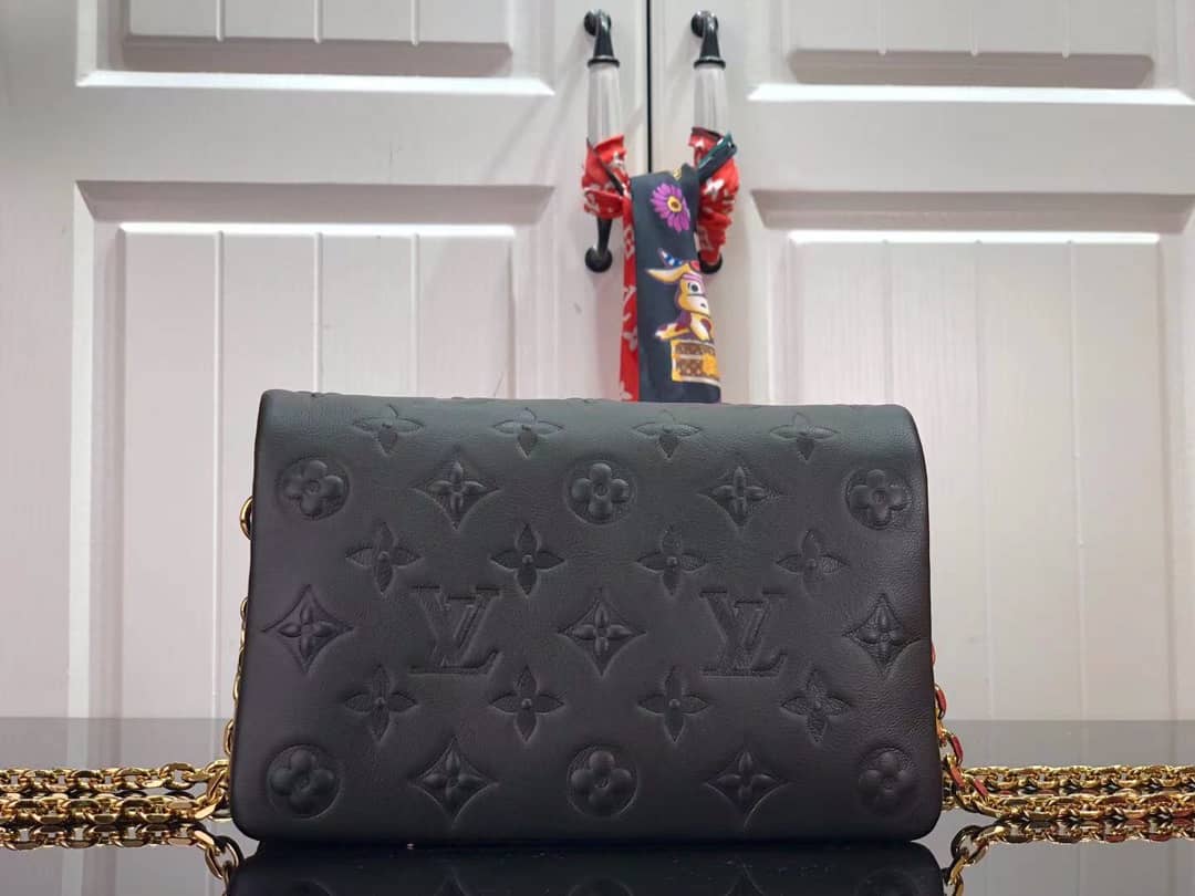 Louis Vuitton Pochette Coussin Monogram Embossed Lambskin Chain Replica Bag Black - DEEPREPS