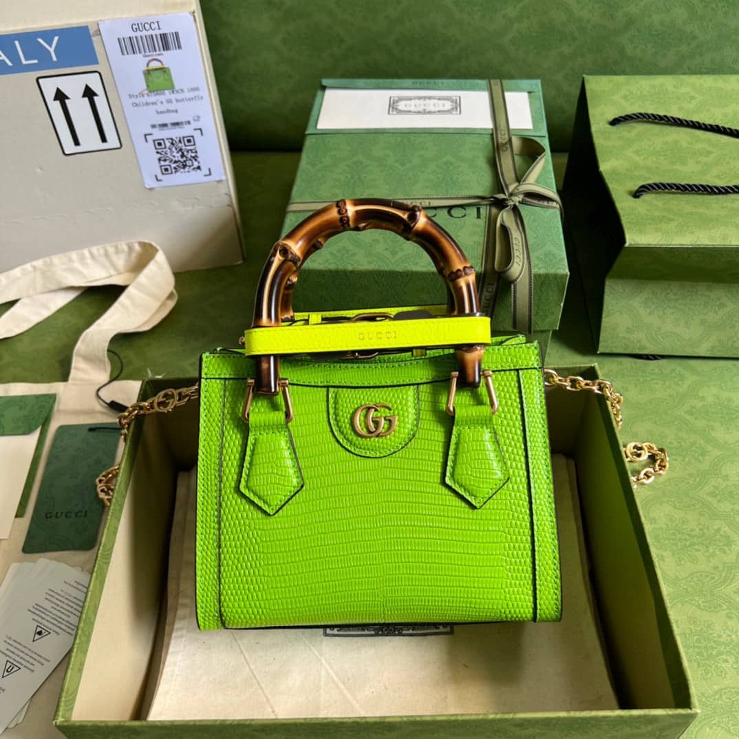 Gucci Diana Lizard Mini Bag Green 675800 Replica Tote - DEEPREPS