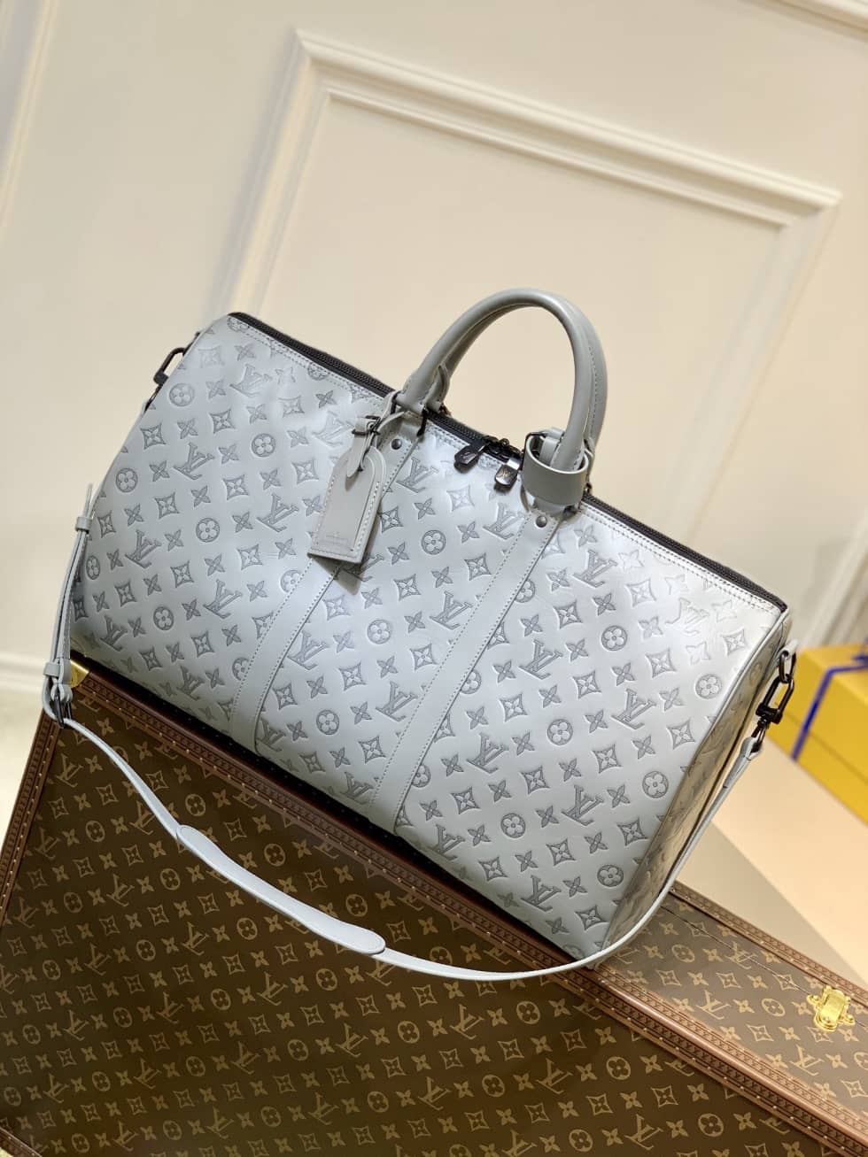LV Duffle Bag Replica Unisex Keepall 50B Anthracite Monogram Gray M46117 - DEEPREPS