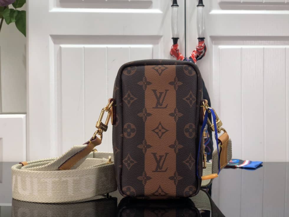 Louis Vuitton x Nigo Flap Double Pouch Brown M81005 Replica Phone Bag - DEEPREPS