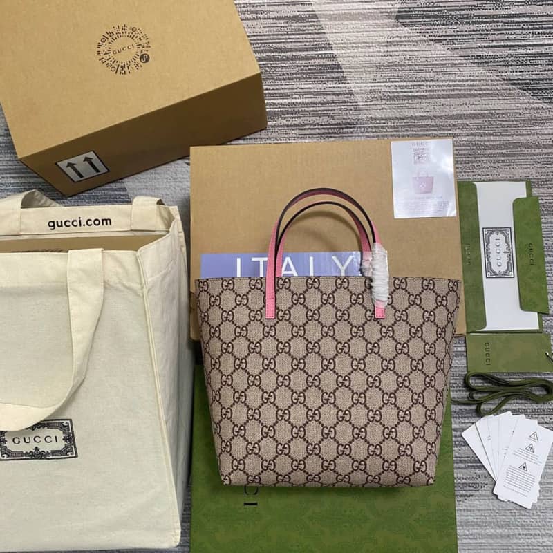Gucci Children GG Supreme Canvas Replica Tote Brown 410812 - DEEPREPS