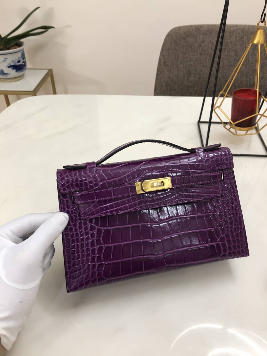 Hermes Kelly Dupe 22CM Crocodile Shiny Replica Bag - DEEPREPS