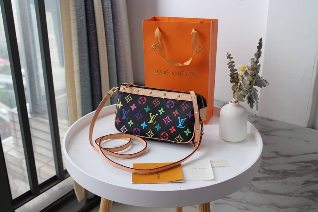 Louis Vuitton Pochette Dupe Monogram Multi  Accessoires Replica Pouch Black M92649 - DEEPREPS