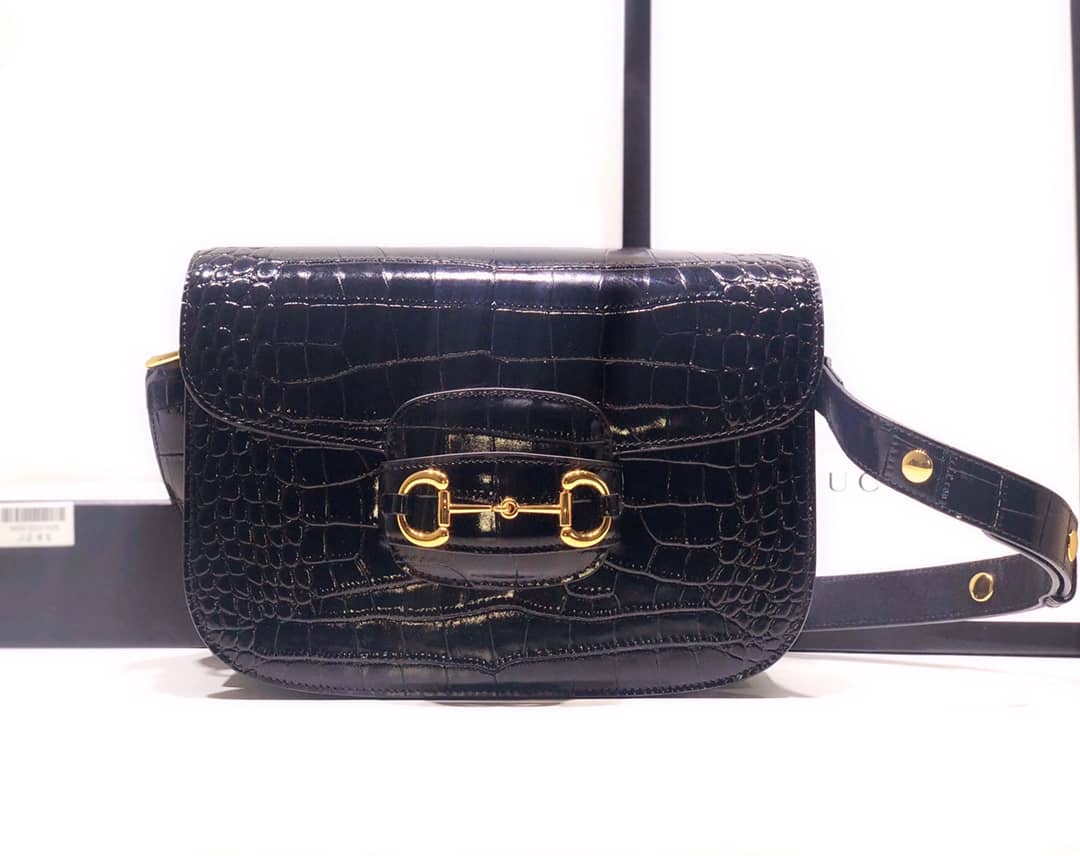 Gucci Horsebit 1955 Shoulder Bag Replica Black 602204 - DEEPREPS