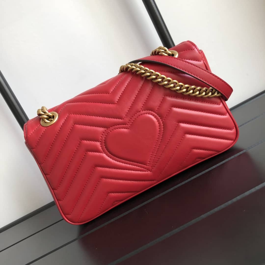 Gucci GG Marmont Matelasse Shoulder Bag Replica Red 443497 - DEEPREPS
