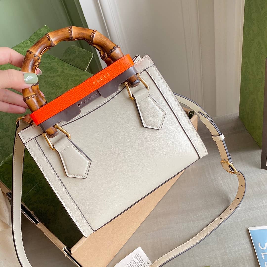Gucci Diana Mini Bamboo Tote Bag Replica White 655661 - DEEPREPS