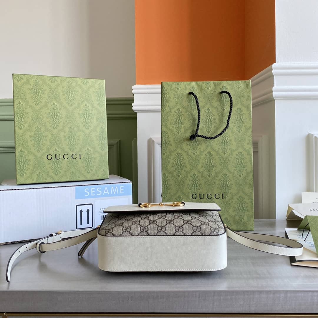 Gucci Horsebit 1955 GG Crossbody Bag Replica Gray White 645454 - DEEPREPS