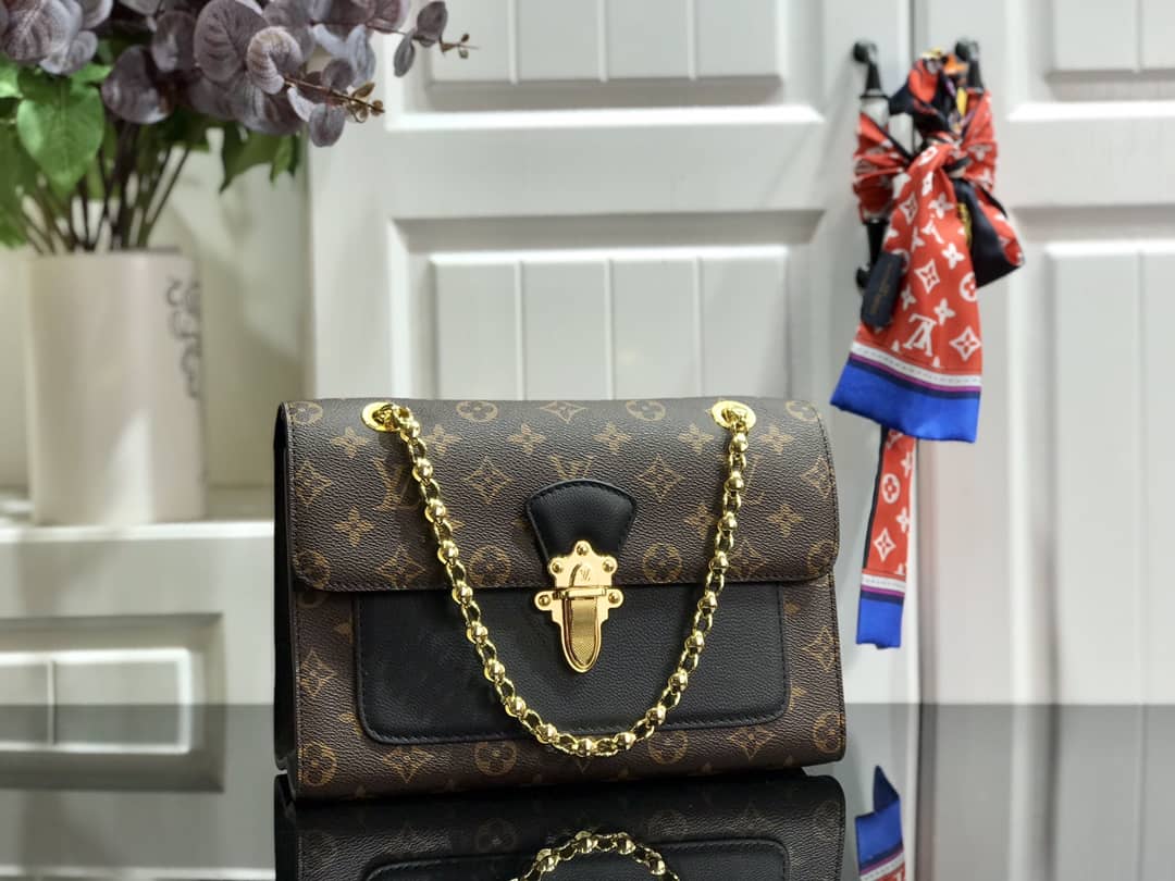 Louis Vuitton Monogram Canvas Victoire Chain Bag Replica Black M41731 - DEEPREPS