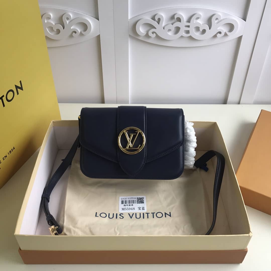 Louis Vuitton Pont9 Neuf Leather Replica Shoulder Bag Blue M55948 - DEEPREPS