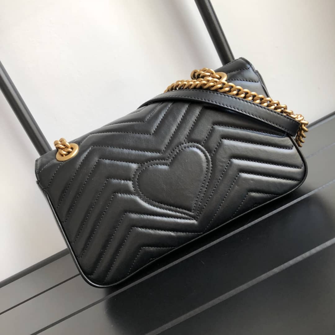 Gucci GG Marmont Matelasse Shoulder Bag Replica Black 443497 - DEEPREPS