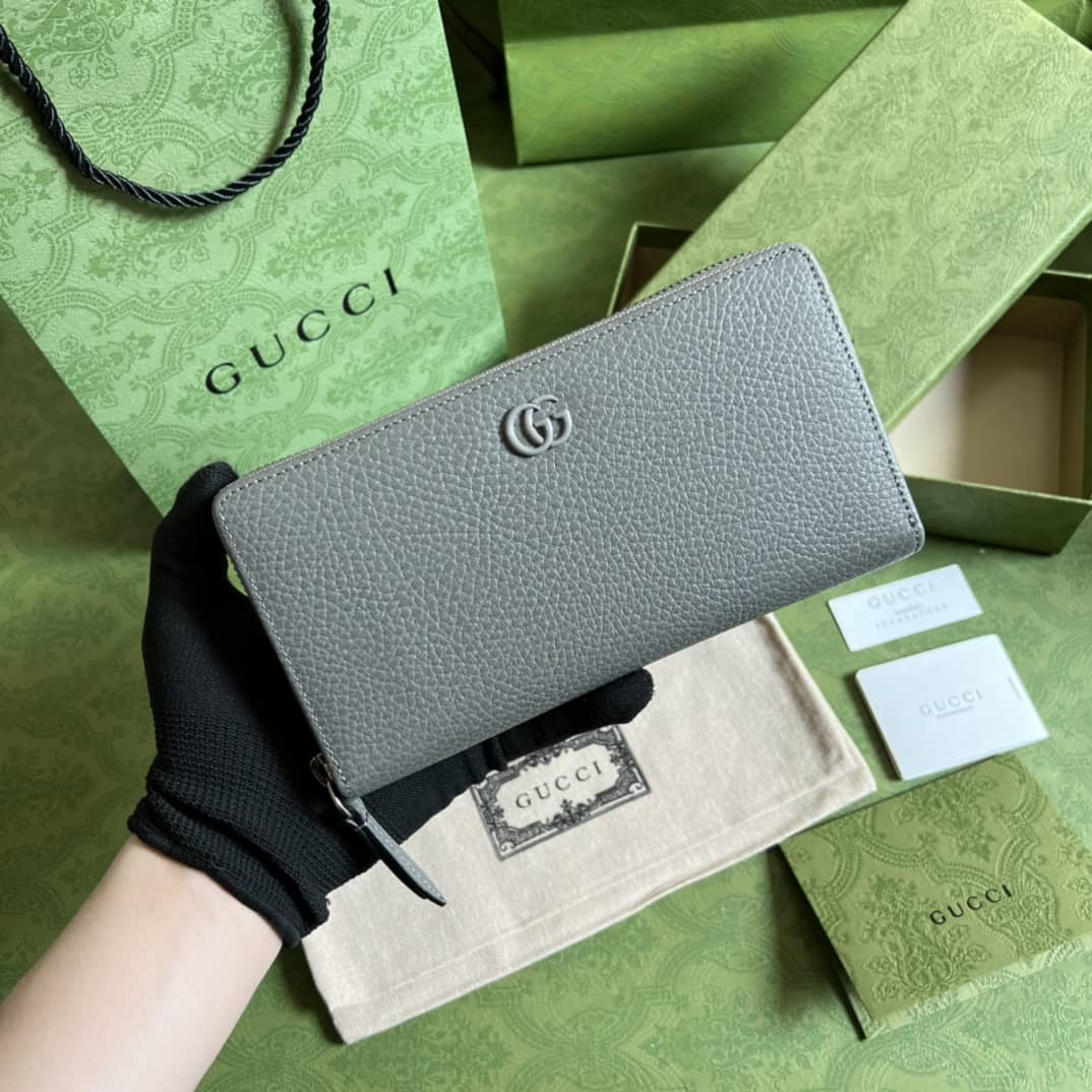 Gucci GG Marmont Leather Zip Long Wallet Replica 456117 - DEEPREPS