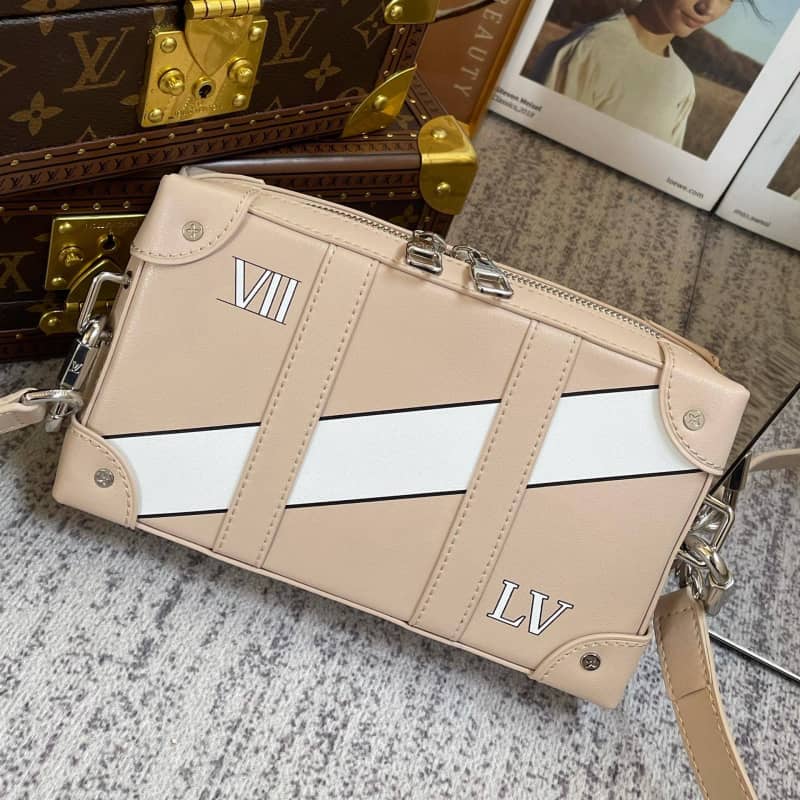 Louis Vuitton Soft Trunk Monogram Mirror Coated Canvas Replica Bag Apricot M45880 - DEEPREPS