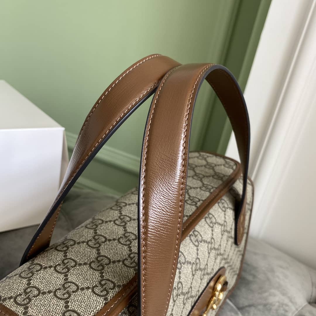 Gucci Horsebit 1955 Small Top Handle Replica Bag Brown 627323 - DEEPREPS