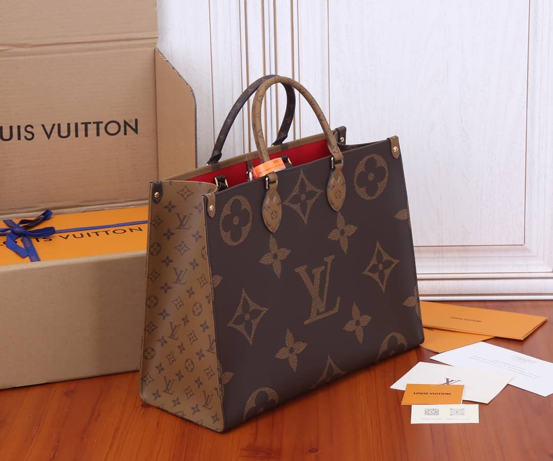 Louis Vuitton Reversible Monogram Onthego 2way Brown Coated Replica Tote - DEEPREPS