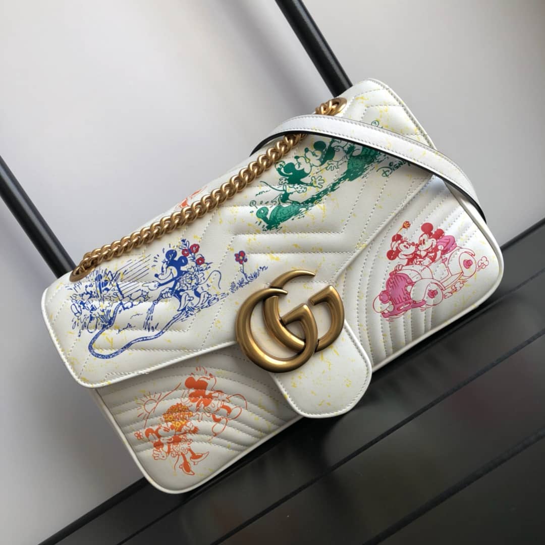 Gucci GG Marmont Matelasse Shoulder Bag Replica White 443497 - DEEPREPS