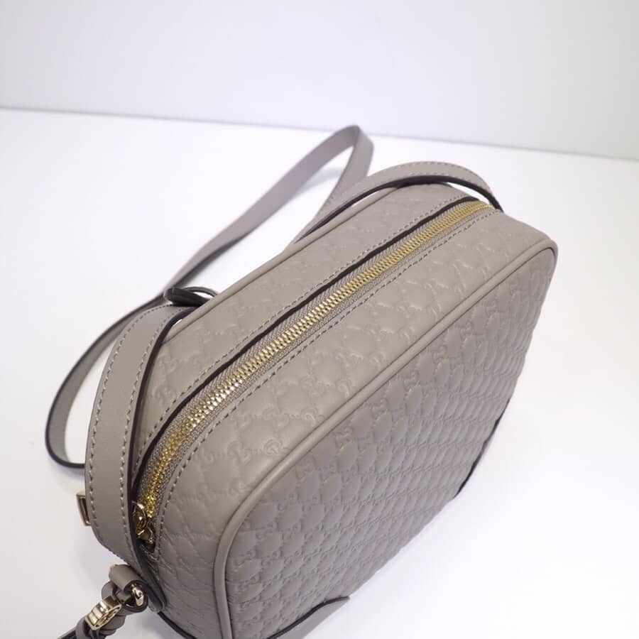 Gucci Bree Guccissima GG Leather Canvas Camera Bag Replica Gray 449413 - DEEPREPS