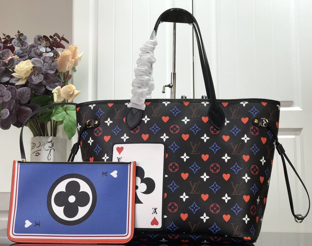 Louis Vuitton Game On Neverfull MM Tote Replica Black M57462 - DEEPREPS