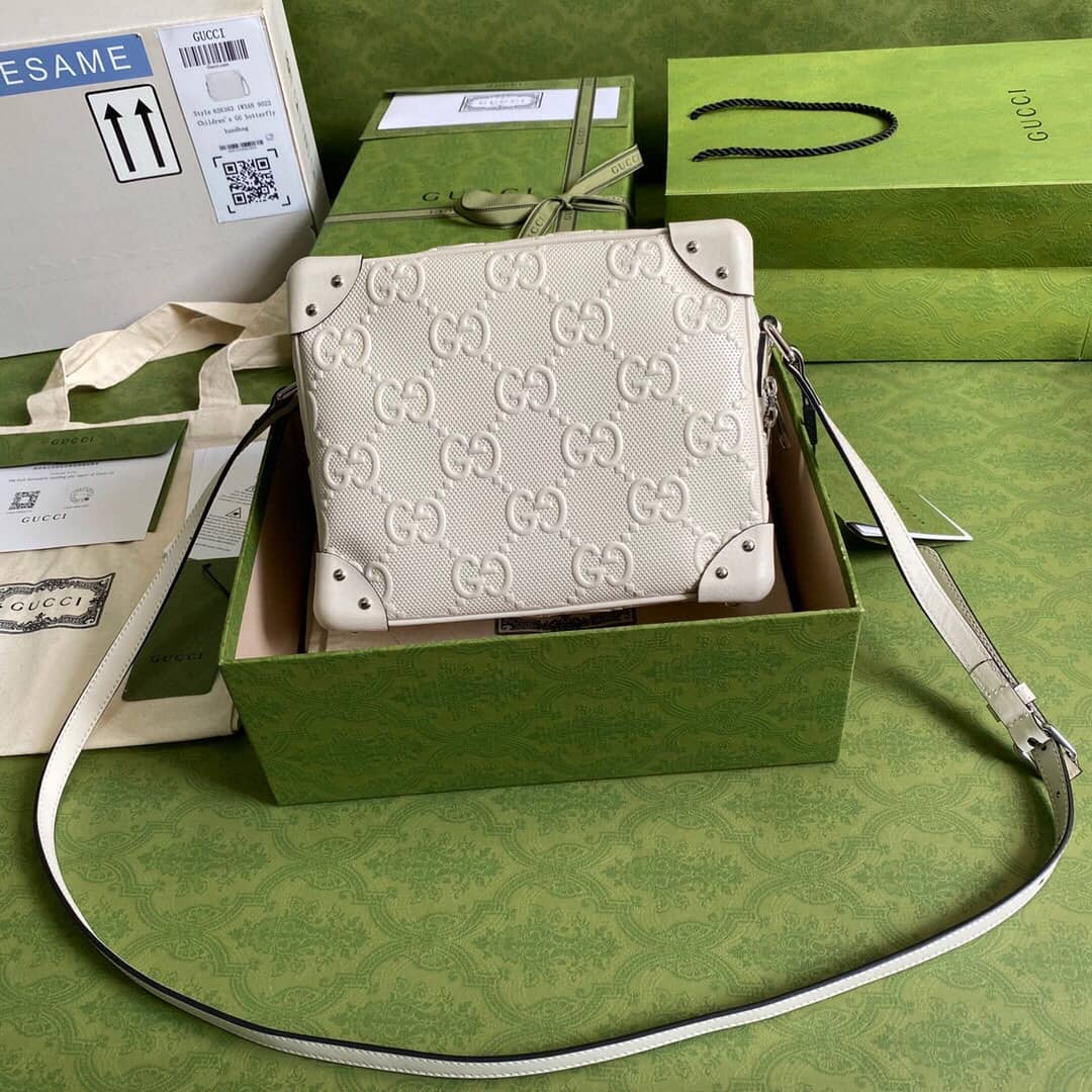 Gucci GG Supreme Leather Shoulder Bag Replica White 626363 - DEEPREPS