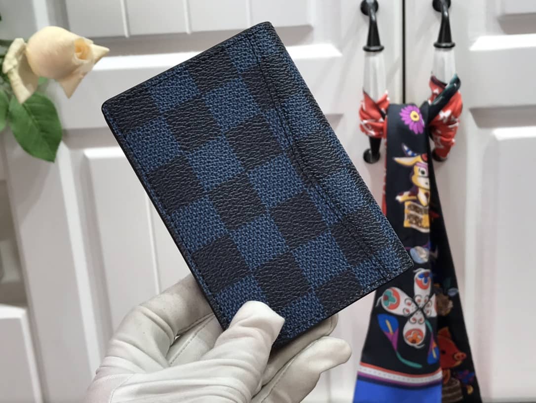 Best Replica Louis Vuitton Damier Graphite 3D Leather Grid Mens Card Bag Replica Blue N60441(ColaReps) - DEEPREPS