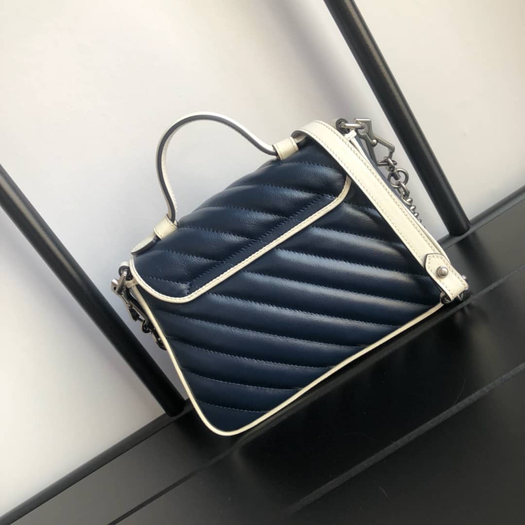Gucci GG Marmont Mini Top Handle Bag Replica Blue 583571 - DEEPREPS
