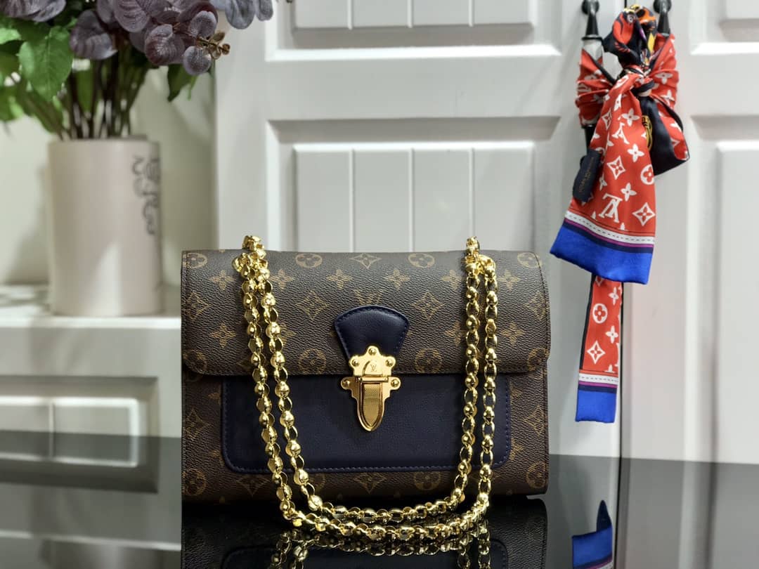 Louis Vuitton Monogram Canvas Victoire Chain Bag Replica Blue M41731 - DEEPREPS