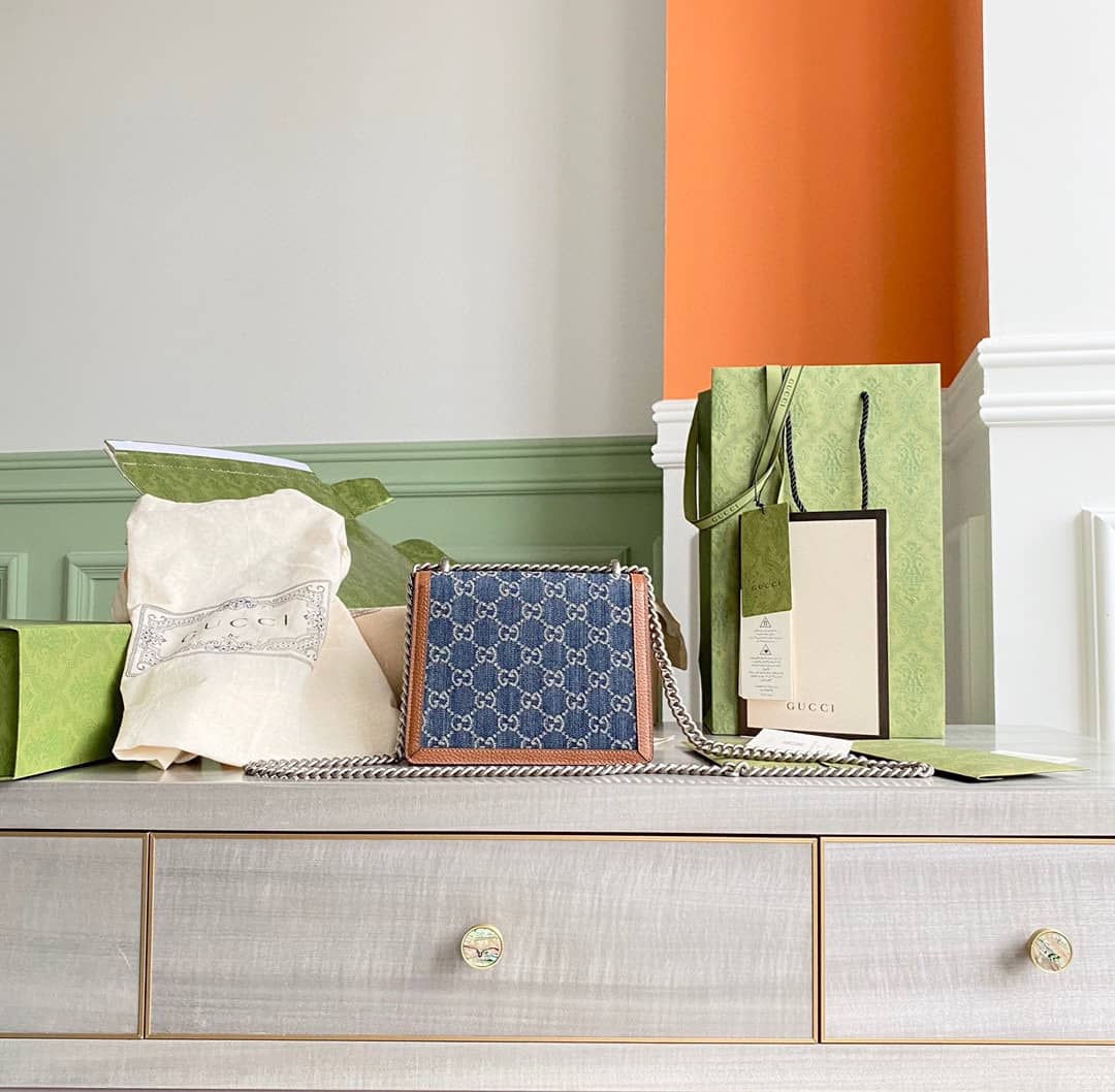 Gucci GG Supreme Dionysus 2way Mini Chain Shoulder Bag Replica Blue 421970 - DEEPREPS