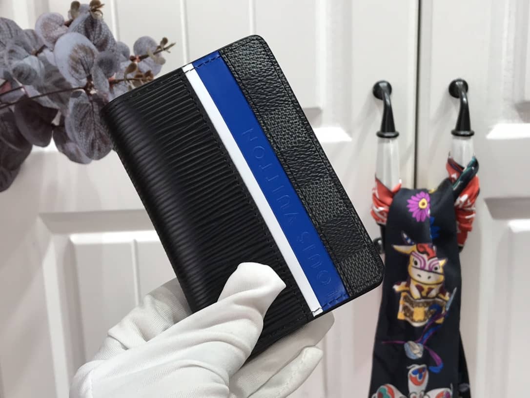 Louis Vuitton Pocket Organizer Damier Graphite Epi Leather Replica Black M69536 - DEEPREPS