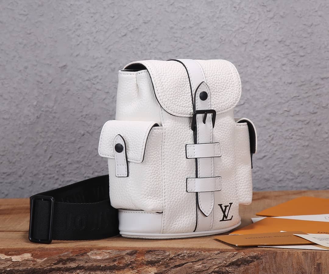 LV Backpack Replica Taurillon Leather Christopher XS White M58493 - DEEPREPS