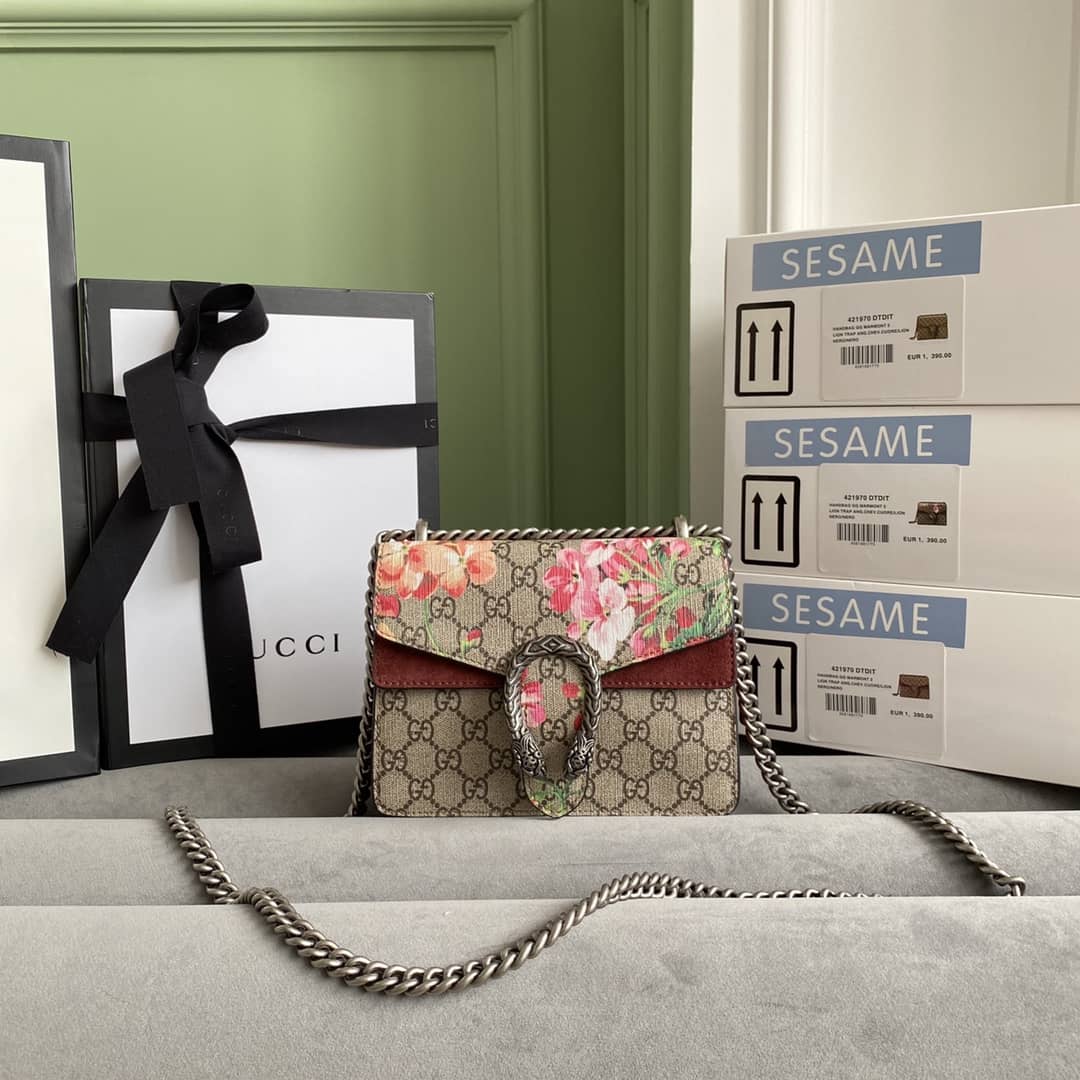 Gucci Dionysus Dupe GG Supreme Dionysus Chain Replica Shoulder Bag Brown 400249 - DEEPREPS