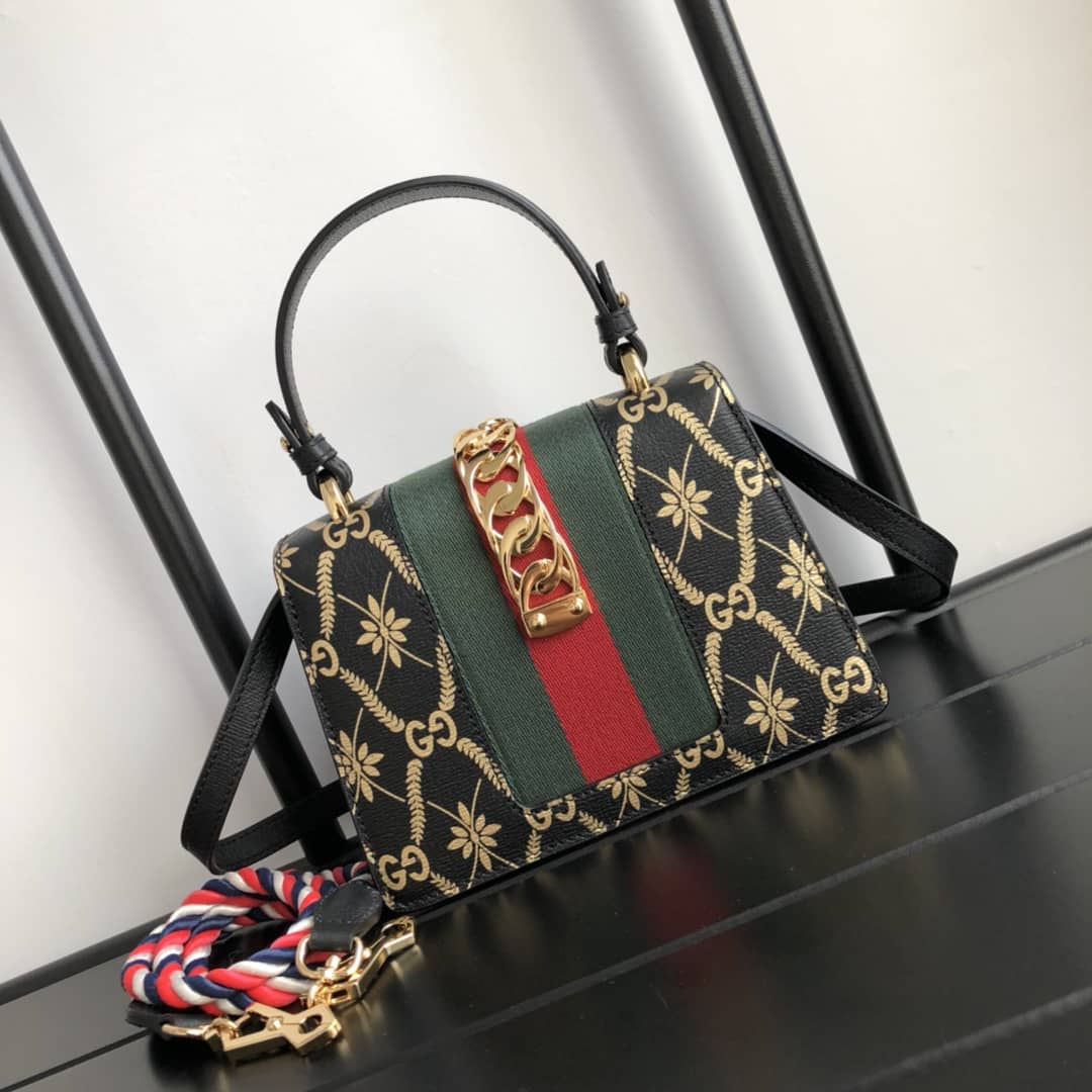 Gucci Sylvie Leather Mini Shoulder Bag Replica White Black 470270 - DEEPREPS