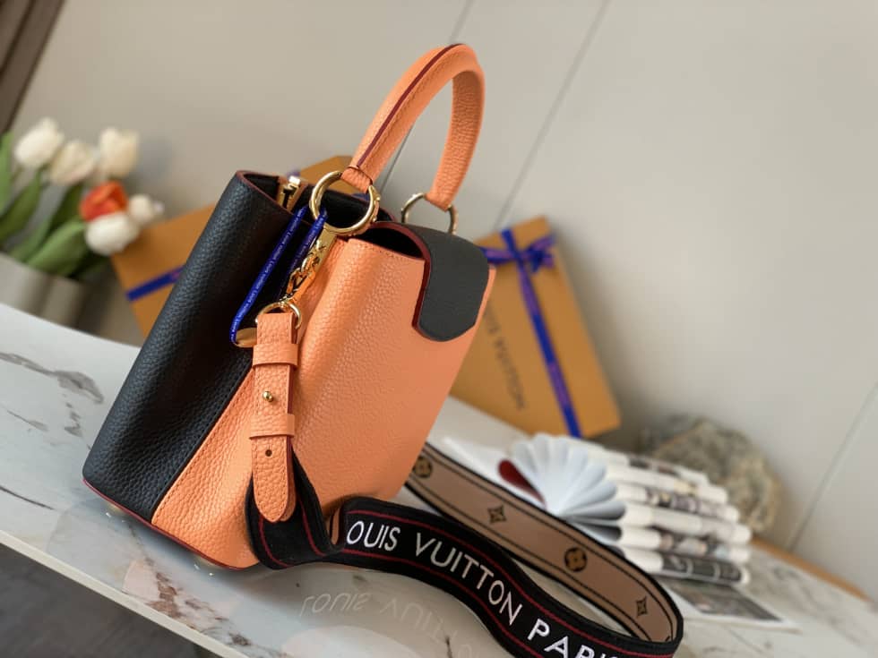 Louis Vuitton Capucines MM Black And Orange M58610 Replica Crossbody Bag - DEEPREPS