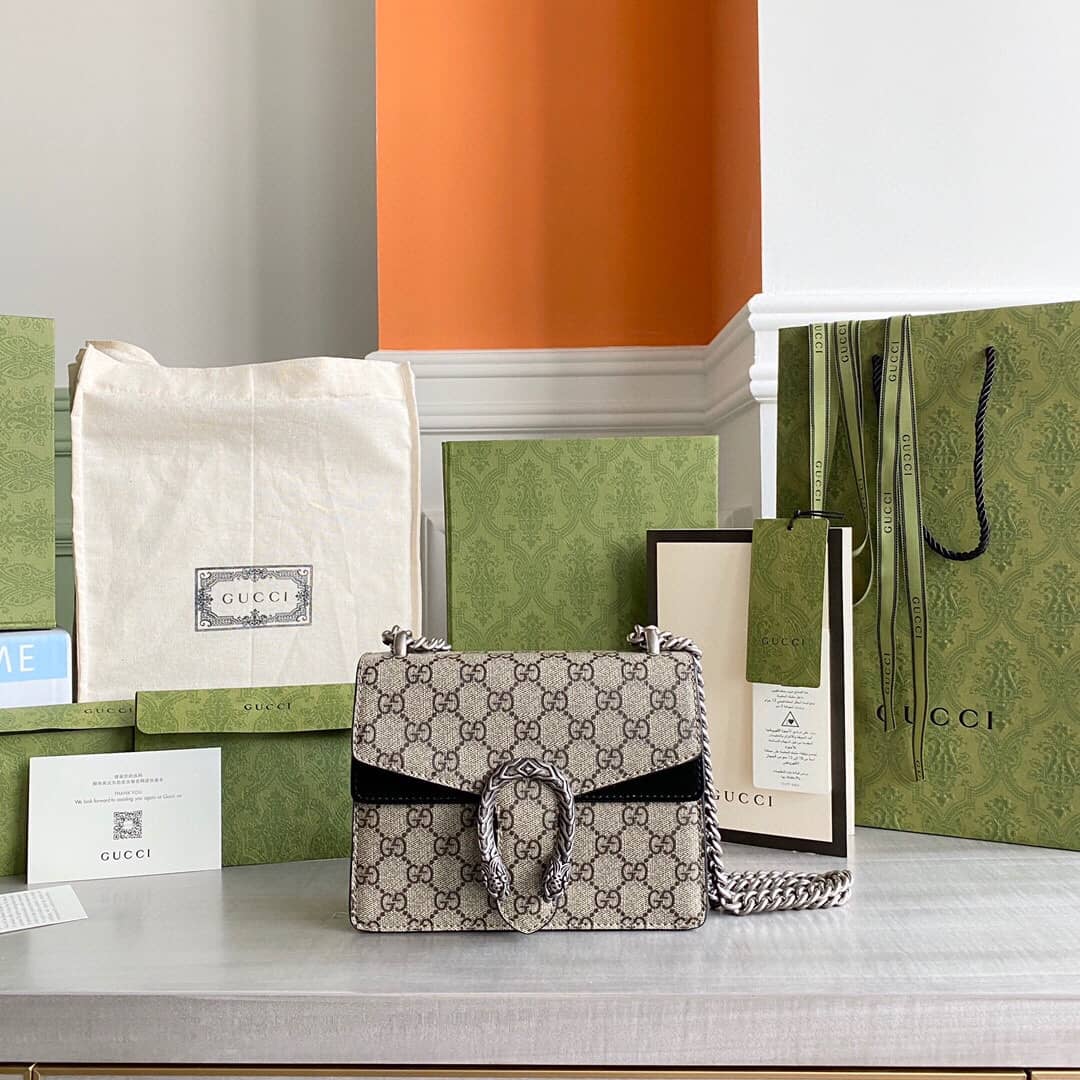 Gucci GG Supreme Dionysus 2way Mini Chain Shoulder Bag Replica Black 421970 - DEEPREPS