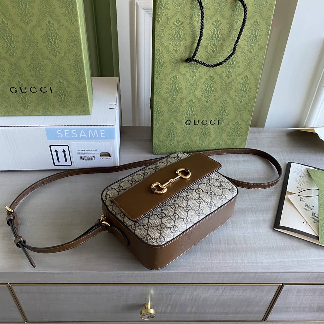 Gucci Horsebit 1955 GG Crossbody Bag Replica Brown 645454 - DEEPREPS