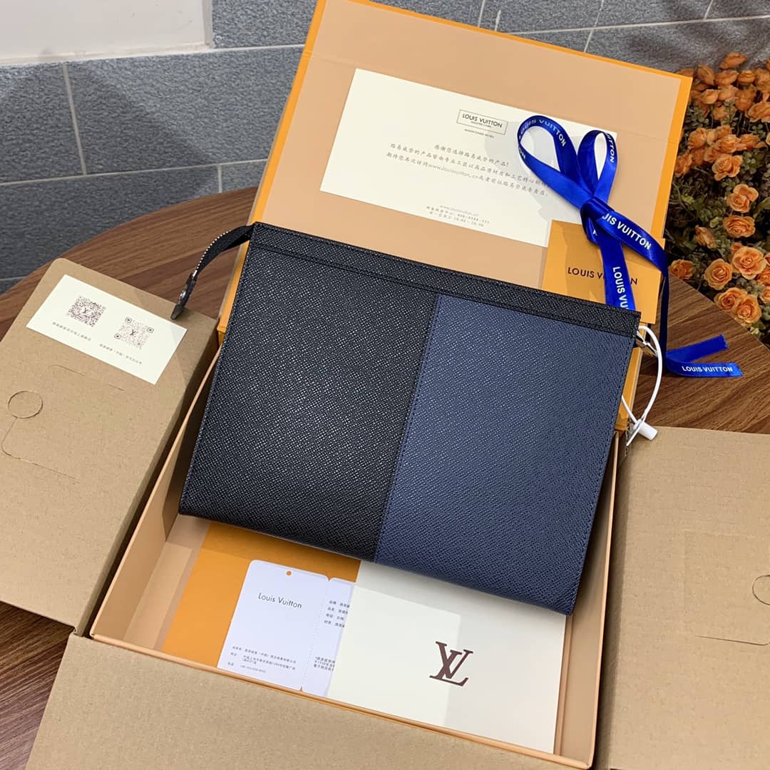 Louis Vuitton Pochette Voyage MM Taiga Leather Replica Blue Red Black M30718 - DEEPREPS