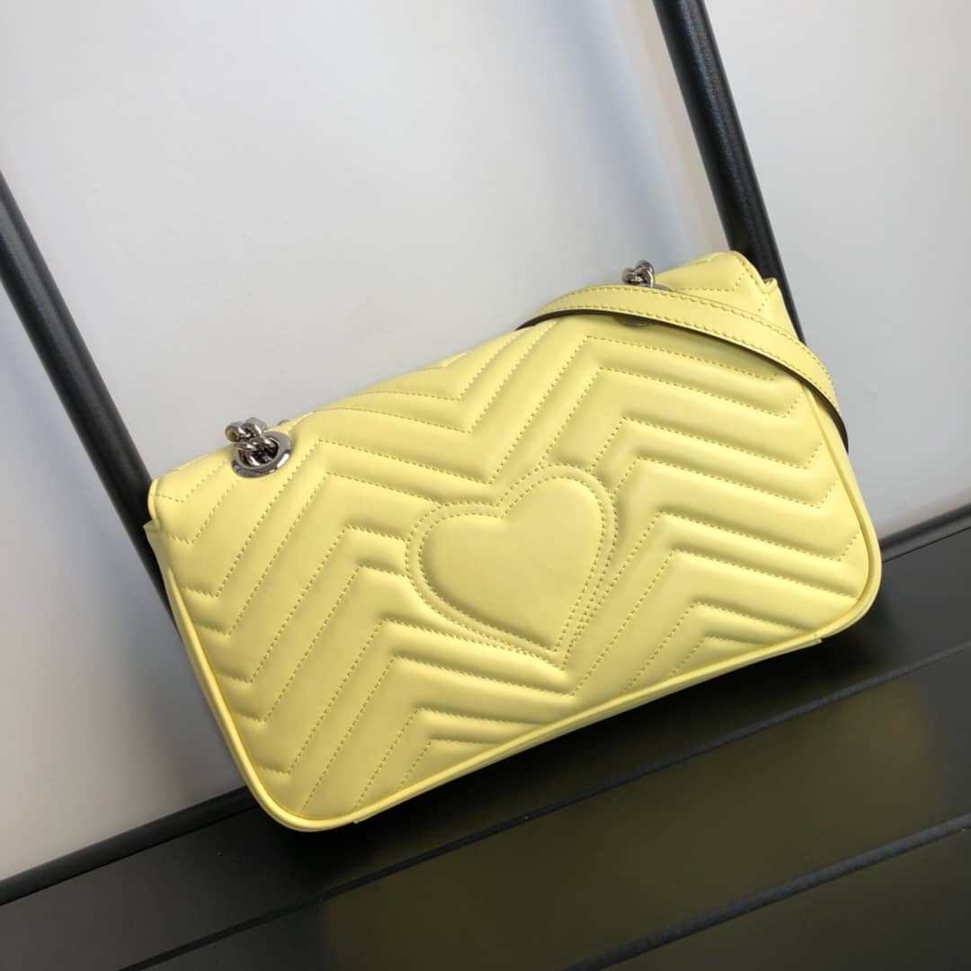 Gucci GG Marmont Matelasse Shoulder Bag Replica Yellow 443497 - DEEPREPS