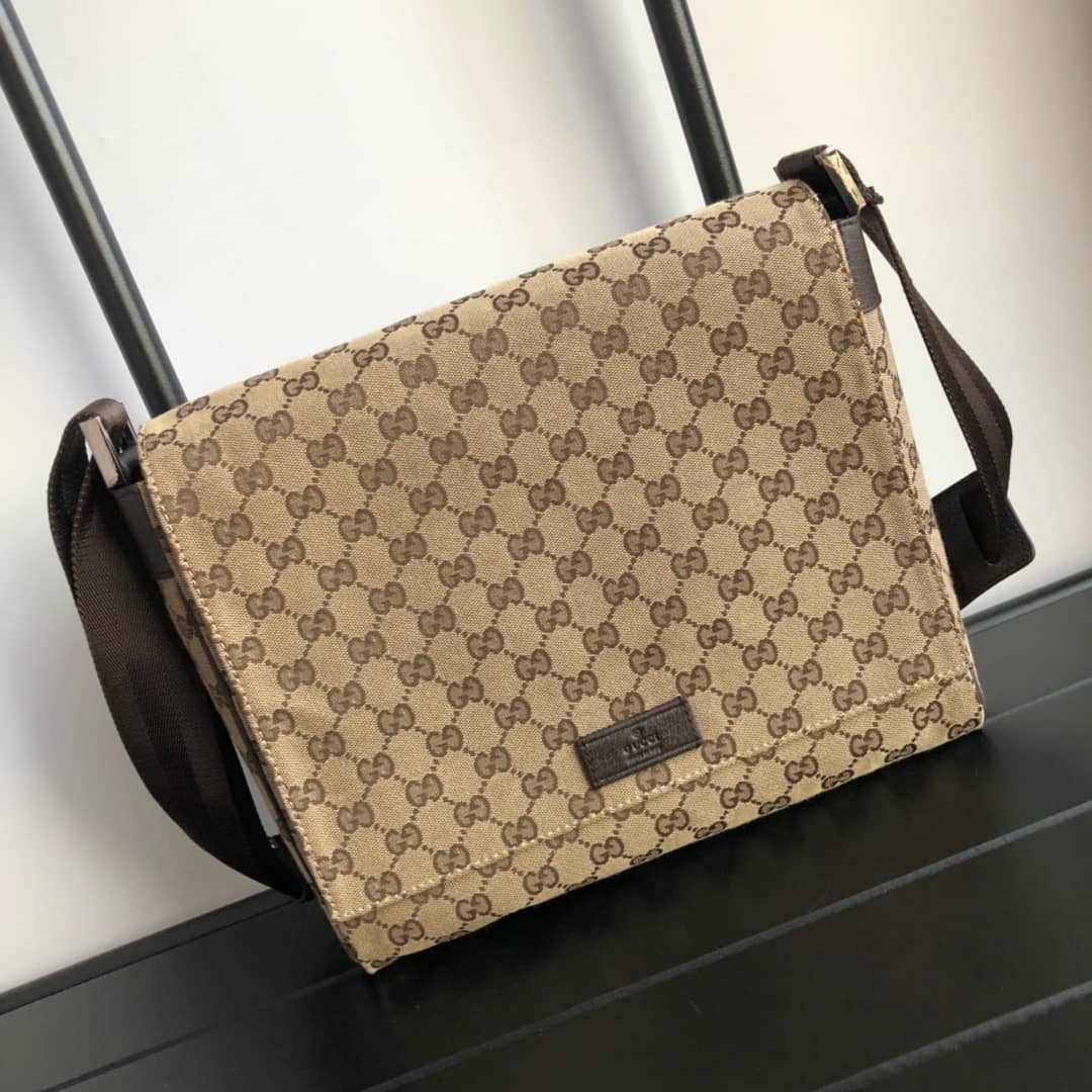 Gucci GG Canvas Messenger Bag Replica Brown 146236 - DEEPREPS