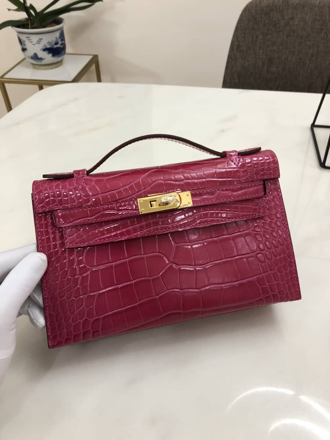Hermes Kelly Dupe 22CM Crocodile Shiny Replica Bag - DEEPREPS