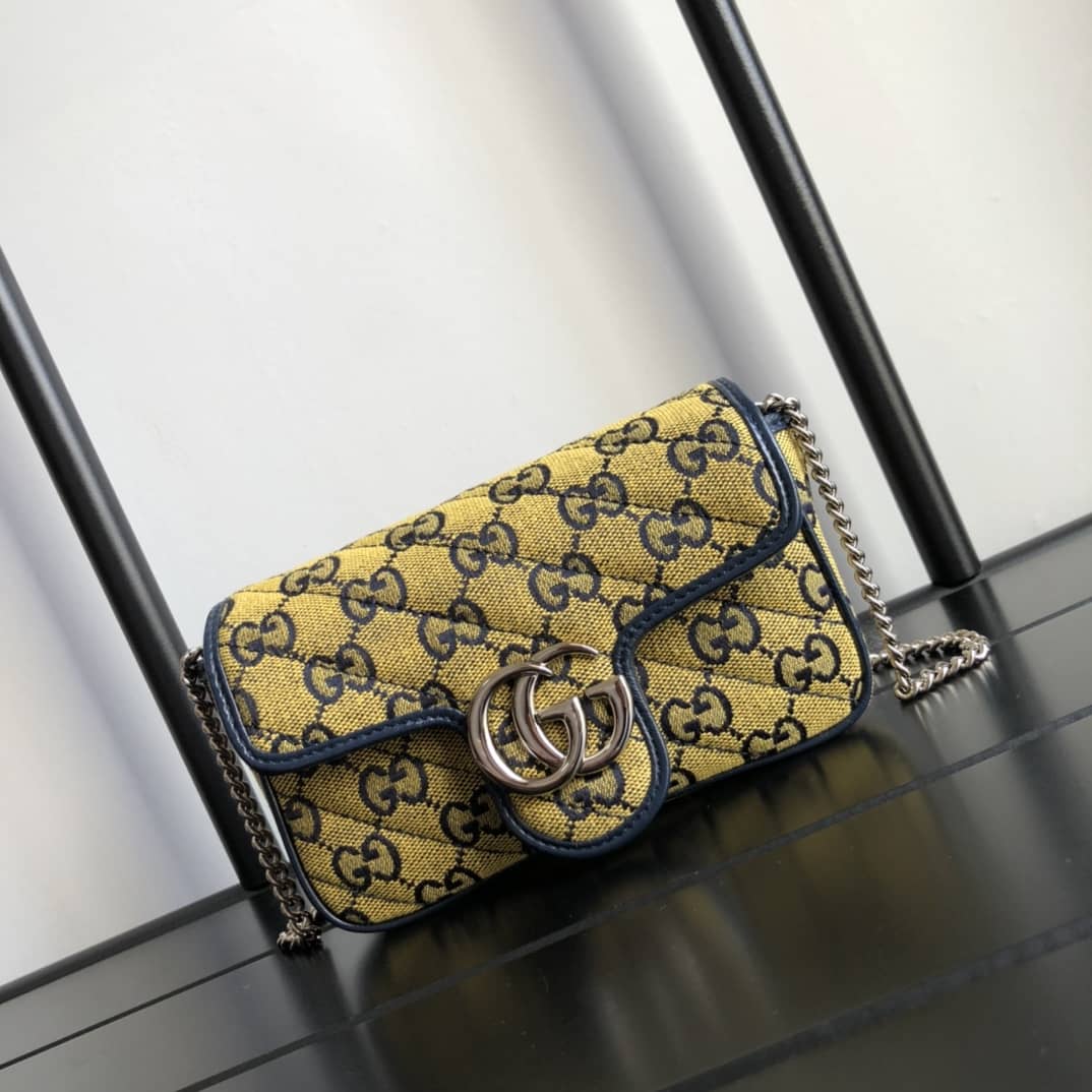 Gucci GG Marmont Matelasse Leather Mini Shoulder Bag Replica Yellow 476433 - DEEPREPS