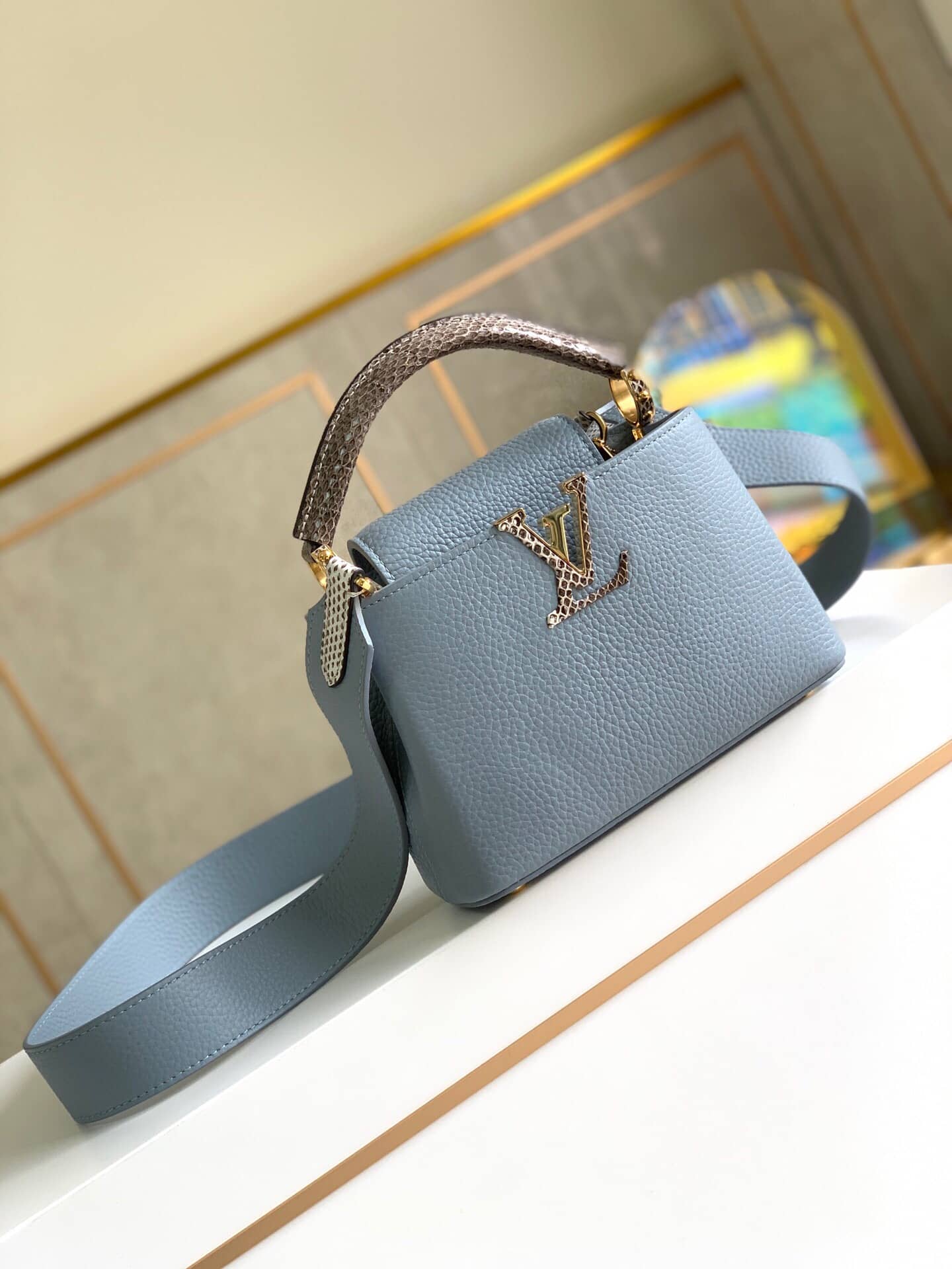 Louis Vuitton Capucines Mini Replica Bag Blue M55921 - DEEPREPS