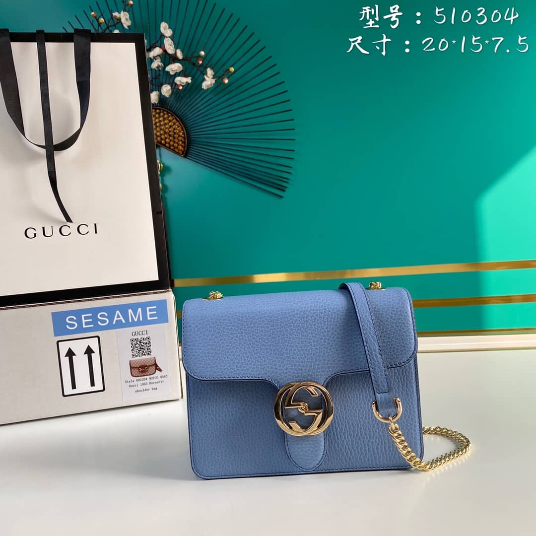Gucci Interlocking Leather Chain Crossbody Bag Replica 510304 - DEEPREPS