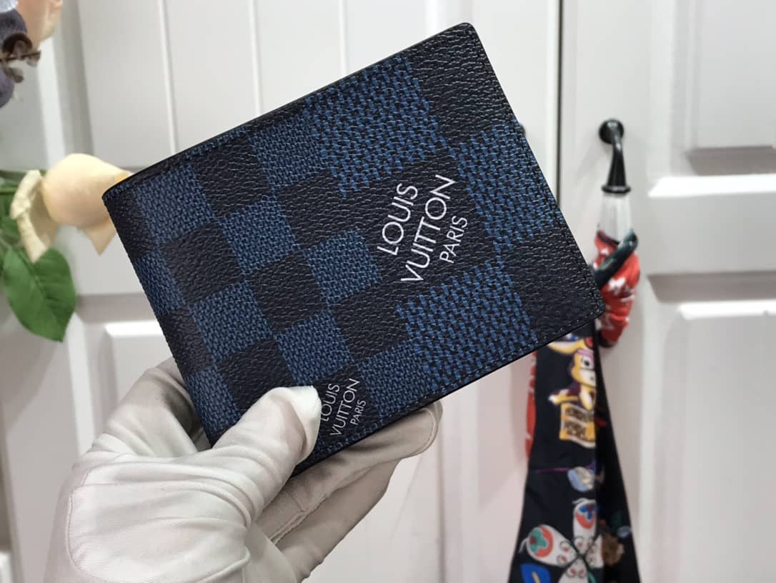 Louis Vuitton Multiple Box Damier Graphite 3D Wallet Replica Blue N60434 - DEEPREPS