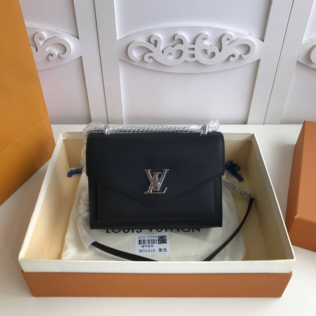 Louis Vuitton MyLockMe BB Calf Chain Replica Shoulder Bag Black M51418 - DEEPREPS