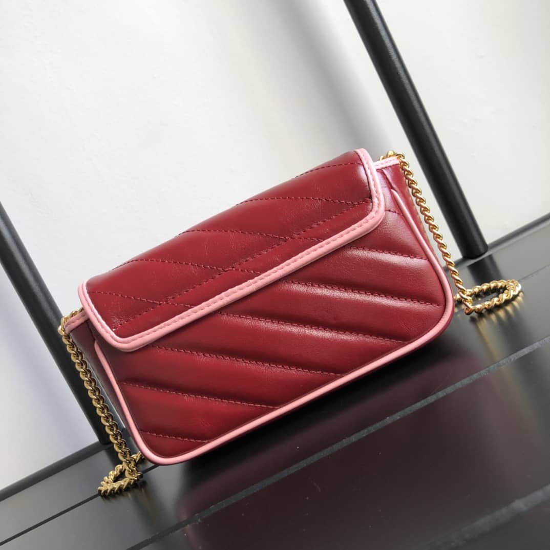 Gucci GG Marmont Mini Matelasse Leather Shoulder Bag Replica Red 574969 - DEEPREPS
